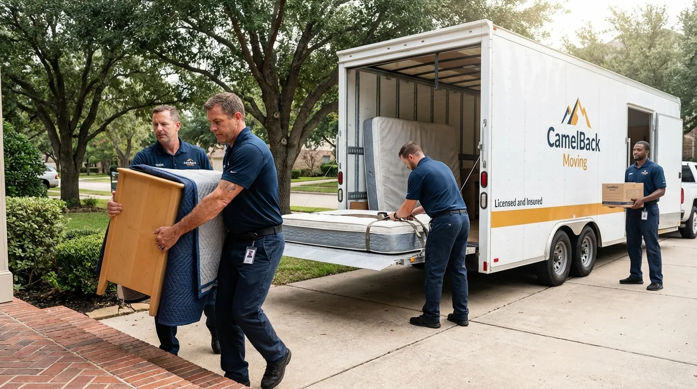 Crew loading residential truck for cross-state move from Lynn, MA